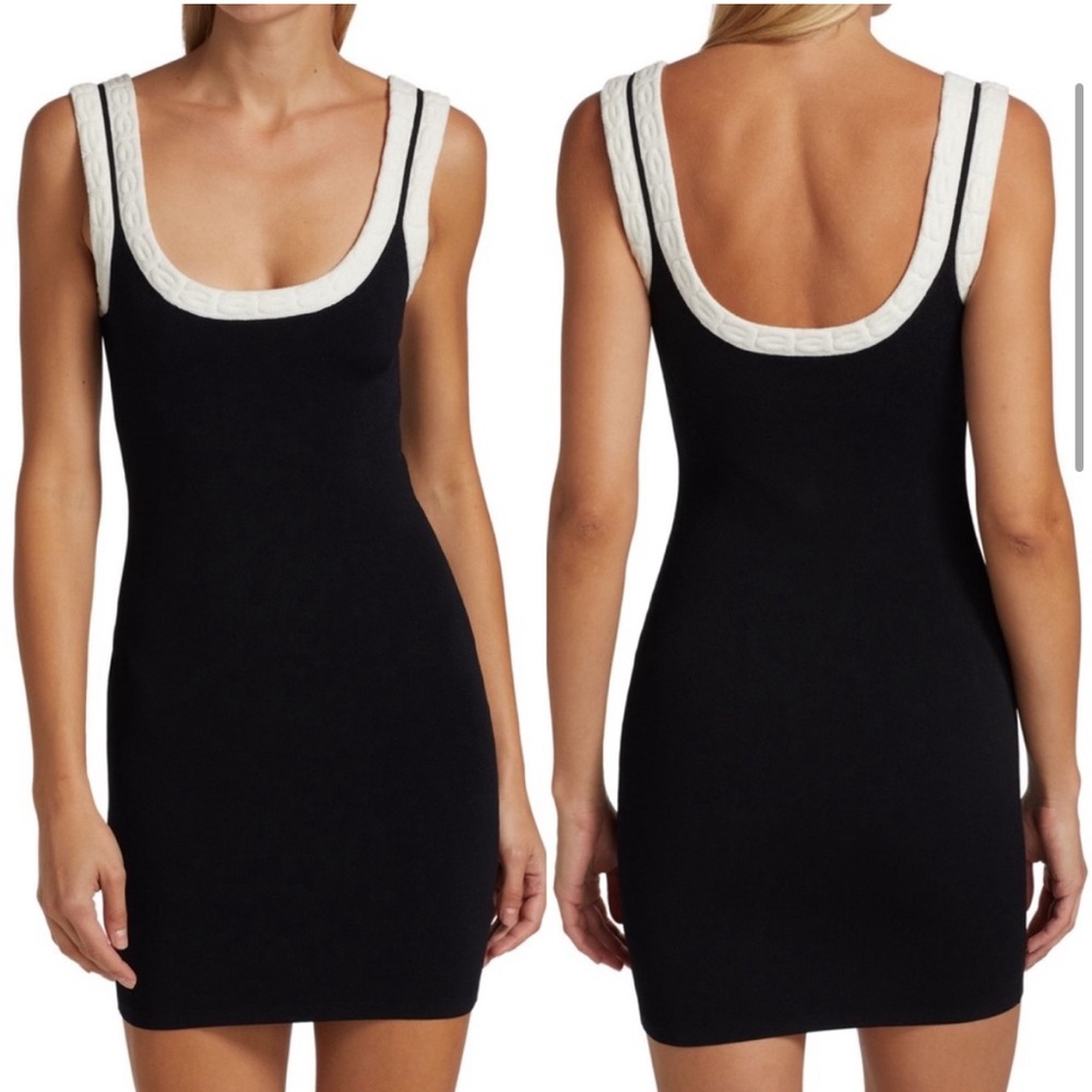 Alexander Wang Jacquard Logo Trim Mini-Dress in Black & White
